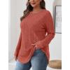 imageSaloogoe Long Sleeve Shirts for Women Tunic Tops for Women Loose Fit Dressy Crew Neck Pullover Basic Sweaters for Women 2024Halloween Pumpkin Orange