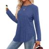 imageSaloogoe Long Sleeve Shirts for Women Tunic Tops for Women Loose Fit Dressy Crew Neck Pullover Basic Sweaters for Women 2024Haze Blue