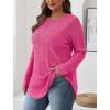 imageSaloogoe Long Sleeve Shirts for Women Tunic Tops for Women Loose Fit Dressy Crew Neck Pullover Basic Sweaters for Women 2024Hot Pink