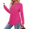 imageSaloogoe Long Sleeve Shirts for Women Tunic Tops for Women Loose Fit Dressy Crew Neck Pullover Basic Sweaters for Women 2024Hot Pink