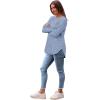 imageSaloogoe Long Sleeve Shirts for Women Tunic Tops for Women Loose Fit Dressy Crew Neck Pullover Basic Sweaters for Women 2024Light Blue