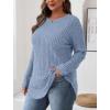 imageSaloogoe Long Sleeve Shirts for Women Tunic Tops for Women Loose Fit Dressy Crew Neck Pullover Basic Sweaters for Women 2024Light Blue