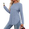 imageSaloogoe Long Sleeve Shirts for Women Tunic Tops for Women Loose Fit Dressy Crew Neck Pullover Basic Sweaters for Women 2024Light Blue