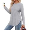 imageSaloogoe Long Sleeve Shirts for Women Tunic Tops for Women Loose Fit Dressy Crew Neck Pullover Basic Sweaters for Women 2024Light Grey