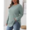 imageSaloogoe Long Sleeve Shirts for Women Tunic Tops for Women Loose Fit Dressy Crew Neck Pullover Basic Sweaters for Women 2024Light Grey Green