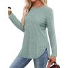 imageSaloogoe Long Sleeve Shirts for Women Tunic Tops for Women Loose Fit Dressy Crew Neck Pullover Basic Sweaters for Women 2024Light Grey Green