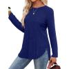 imageSaloogoe Long Sleeve Shirts for Women Tunic Tops for Women Loose Fit Dressy Crew Neck Pullover Basic Sweaters for Women 2024Navy Blue