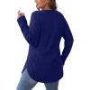 imageSaloogoe Long Sleeve Shirts for Women Tunic Tops for Women Loose Fit Dressy Crew Neck Pullover Basic Sweaters for Women 2024Navy Blue