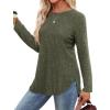 imageSaloogoe Long Sleeve Shirts for Women Tunic Tops for Women Loose Fit Dressy Crew Neck Pullover Basic Sweaters for Women 2024Olive Army Green