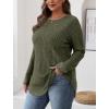 imageSaloogoe Long Sleeve Shirts for Women Tunic Tops for Women Loose Fit Dressy Crew Neck Pullover Basic Sweaters for Women 2024Olive Army Green