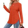 imageSaloogoe Long Sleeve Shirts for Women Tunic Tops for Women Loose Fit Dressy Crew Neck Pullover Basic Sweaters for Women 2024Orange