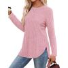 imageSaloogoe Long Sleeve Shirts for Women Tunic Tops for Women Loose Fit Dressy Crew Neck Pullover Basic Sweaters for Women 2024Pink