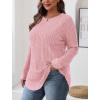 imageSaloogoe Long Sleeve Shirts for Women Tunic Tops for Women Loose Fit Dressy Crew Neck Pullover Basic Sweaters for Women 2024Pink