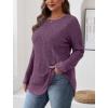 imageSaloogoe Long Sleeve Shirts for Women Tunic Tops for Women Loose Fit Dressy Crew Neck Pullover Basic Sweaters for Women 2024Purple