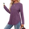 imageSaloogoe Long Sleeve Shirts for Women Tunic Tops for Women Loose Fit Dressy Crew Neck Pullover Basic Sweaters for Women 2024Purple