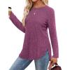 imageSaloogoe Long Sleeve Shirts for Women Tunic Tops for Women Loose Fit Dressy Crew Neck Pullover Basic Sweaters for Women 2024Rose Purple