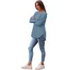 imageSaloogoe Long Sleeve Shirts for Women Tunic Tops for Women Loose Fit Dressy Crew Neck Pullover Basic Sweaters for Women 2024Steelblue