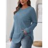 imageSaloogoe Long Sleeve Shirts for Women Tunic Tops for Women Loose Fit Dressy Crew Neck Pullover Basic Sweaters for Women 2024Steelblue