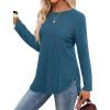 imageSaloogoe Long Sleeve Shirts for Women Tunic Tops for Women Loose Fit Dressy Crew Neck Pullover Basic Sweaters for Women 2024Turquoise Blue