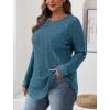 imageSaloogoe Long Sleeve Shirts for Women Tunic Tops for Women Loose Fit Dressy Crew Neck Pullover Basic Sweaters for Women 2024Turquoise Blue