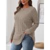 imageSaloogoe Long Sleeve Shirts for Women Tunic Tops for Women Loose Fit Dressy Crew Neck Pullover Basic Sweaters for Women 2024Yellow Khaki