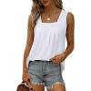imageSaloogoe Summer Tank Tops for Women Loose Fit Pleated Square Neck Sleeveless Tops Curved Hem Flowy02white