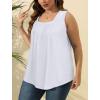 imageSaloogoe Summer Tank Tops for Women Loose Fit Pleated Square Neck Sleeveless Tops Curved Hem Flowy02white