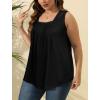imageSaloogoe Summer Tank Tops for Women Loose Fit Pleated Square Neck Sleeveless Tops Curved Hem Flowy03black