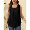 imageSaloogoe Summer Tank Tops for Women Loose Fit Pleated Square Neck Sleeveless Tops Curved Hem Flowy03black