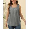 imageSaloogoe Summer Tank Tops for Women Loose Fit Pleated Square Neck Sleeveless Tops Curved Hem Flowy03grey