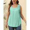 imageSaloogoe Summer Tank Tops for Women Loose Fit Pleated Square Neck Sleeveless Tops Curved Hem Flowy04lake Green