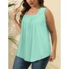 imageSaloogoe Summer Tank Tops for Women Loose Fit Pleated Square Neck Sleeveless Tops Curved Hem Flowy04lake Green