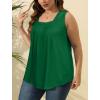 imageSaloogoe Summer Tank Tops for Women Loose Fit Pleated Square Neck Sleeveless Tops Curved Hem Flowy05green