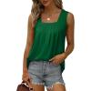 imageSaloogoe Summer Tank Tops for Women Loose Fit Pleated Square Neck Sleeveless Tops Curved Hem Flowy05green
