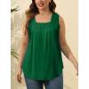 imageSaloogoe Summer Tank Tops for Women Loose Fit Pleated Square Neck Sleeveless Tops Curved Hem Flowy05green