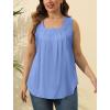 imageSaloogoe Summer Tank Tops for Women Loose Fit Pleated Square Neck Sleeveless Tops Curved Hem Flowy06baby Blue