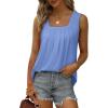 imageSaloogoe Summer Tank Tops for Women Loose Fit Pleated Square Neck Sleeveless Tops Curved Hem Flowy06baby Blue