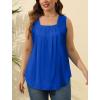 imageSaloogoe Summer Tank Tops for Women Loose Fit Pleated Square Neck Sleeveless Tops Curved Hem Flowy06blue