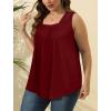 imageSaloogoe Summer Tank Tops for Women Loose Fit Pleated Square Neck Sleeveless Tops Curved Hem Flowy06burgundy
