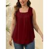 imageSaloogoe Summer Tank Tops for Women Loose Fit Pleated Square Neck Sleeveless Tops Curved Hem Flowy06burgundy