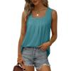 imageSaloogoe Summer Tank Tops for Women Loose Fit Pleated Square Neck Sleeveless Tops Curved Hem Flowy06cadetblue
