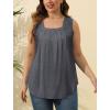 imageSaloogoe Summer Tank Tops for Women Loose Fit Pleated Square Neck Sleeveless Tops Curved Hem Flowy06dark Grey