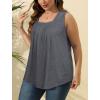 imageSaloogoe Summer Tank Tops for Women Loose Fit Pleated Square Neck Sleeveless Tops Curved Hem Flowy06dark Grey