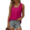 imageSaloogoe Summer Tank Tops for Women Loose Fit Pleated Square Neck Sleeveless Tops Curved Hem Flowy06hot Pink