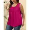 imageSaloogoe Summer Tank Tops for Women Loose Fit Pleated Square Neck Sleeveless Tops Curved Hem Flowy06hot Pink