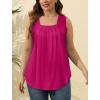 imageSaloogoe Summer Tank Tops for Women Loose Fit Pleated Square Neck Sleeveless Tops Curved Hem Flowy06hot Pink