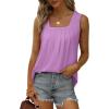 imageSaloogoe Summer Tank Tops for Women Loose Fit Pleated Square Neck Sleeveless Tops Curved Hem Flowy06lavender