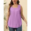 imageSaloogoe Summer Tank Tops for Women Loose Fit Pleated Square Neck Sleeveless Tops Curved Hem Flowy06lavender
