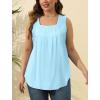 imageSaloogoe Summer Tank Tops for Women Loose Fit Pleated Square Neck Sleeveless Tops Curved Hem Flowy06mint Blue