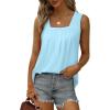 imageSaloogoe Summer Tank Tops for Women Loose Fit Pleated Square Neck Sleeveless Tops Curved Hem Flowy06mint Blue